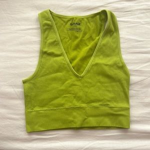 Green garage ribbed cropped tank